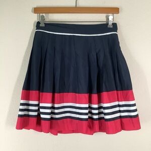 Preppy School Girl Pleated Skirt Size 4 Nautical Stripe Classic Spring Summer